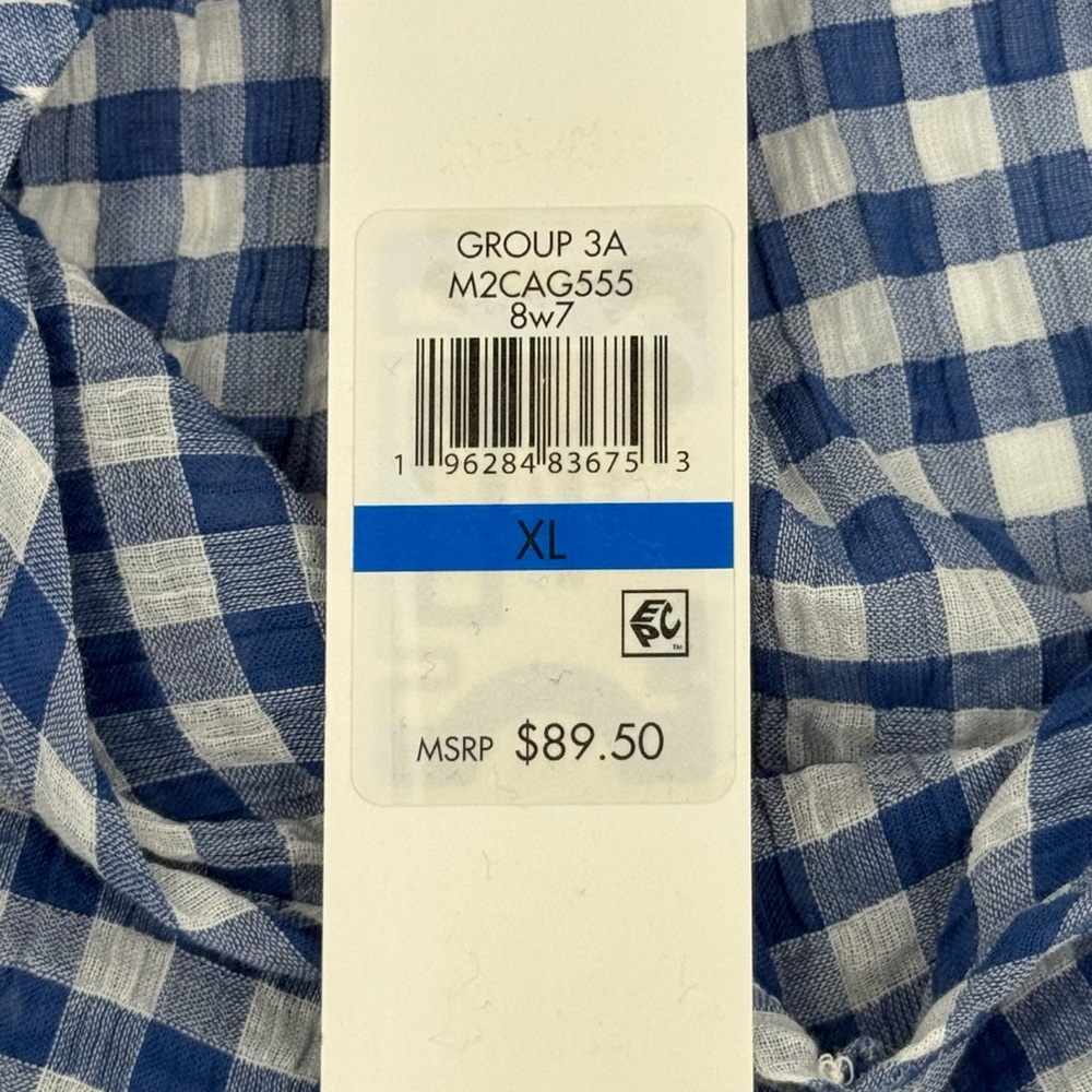 Calvin Klein Blue and White Gingham Peasant Blouse - Picture 9 of 10